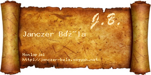 Janczer Béla névjegykártya